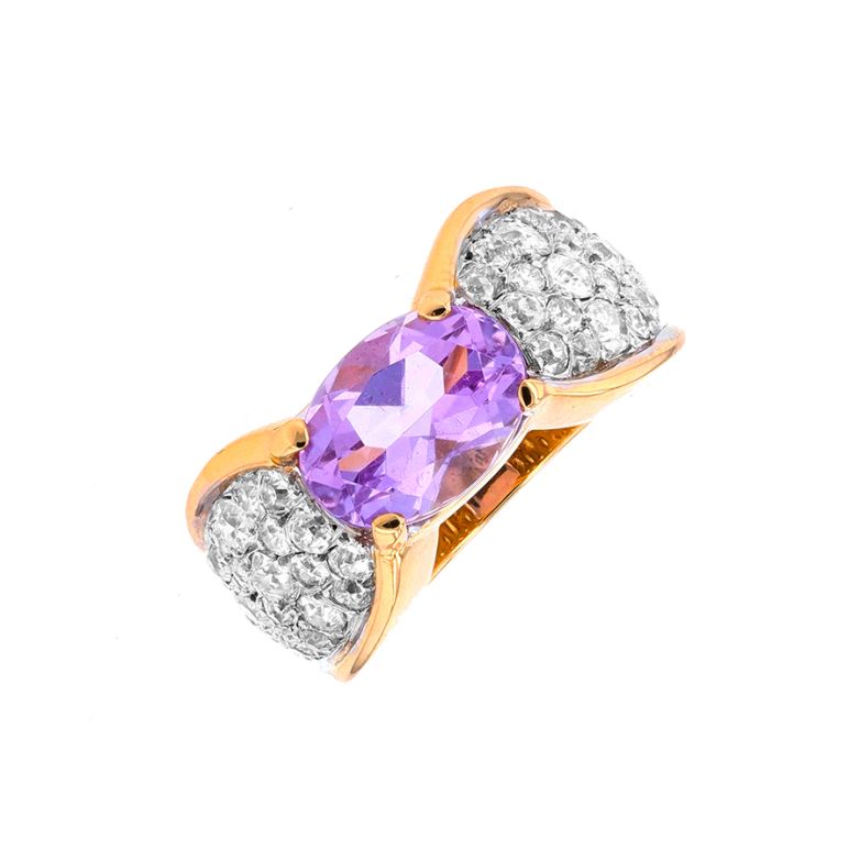 Bague vintage améthyste 2.78 carats et diamants 1.56 carat 2 ors 11.78g Comme neuf -  reconditionné disponible sur Gemme Les Bijoux